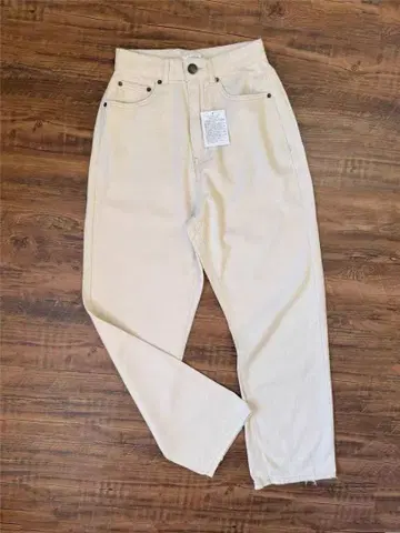 베이지 코튼 캐주얼 팬츠