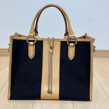 레트로한 캔버스 가죽 핸드백