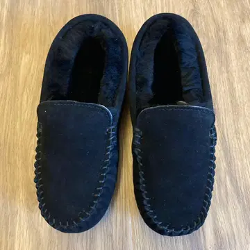 [ 미사용 ] EMU Australia 블랙 스웨이드 모카신 슬립온