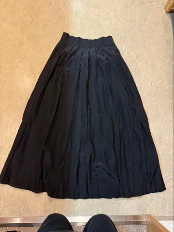블랙 플리츠 롱 스커트 사이즈 38