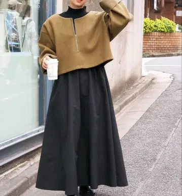 컷 멜톤 풀오버 x 원피스 SET