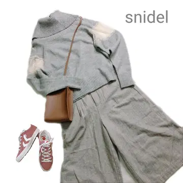 snidel 그레이 니트 스웨터 와이드 팬츠 셋업