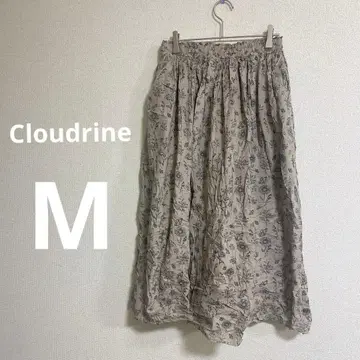 현품 한정 Cloudrine [ M 사이즈 ] 꽃무늬 롱 스커트 베이지