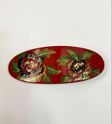 머리핀 주홍색 동백 류큐 칠기