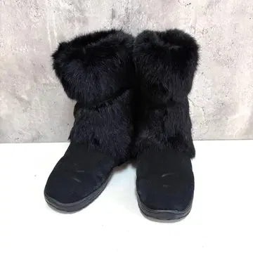 여성용 숏 기장 부츠 블랙 38 복슬복슬 퍼 스웨이드 원단