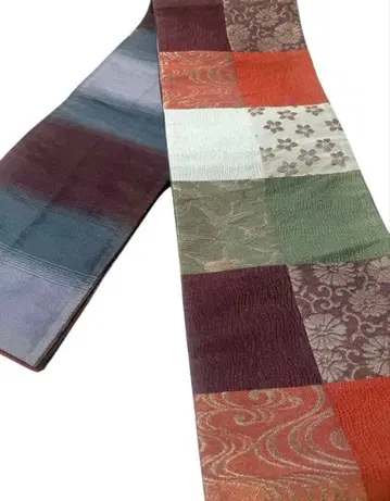 격자 무늬 짜임 리버서블 반폭 오비