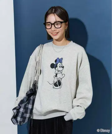 새상품급 미니 마우스 프린트 속기모 맨투맨 그레이