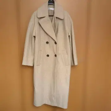 ZARA 베이지 더블 브레스트 롱 코트