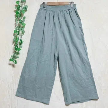 a1020 허리 전체 밴딩 면 블렌드 와이드 팬츠 M 넉넉하게