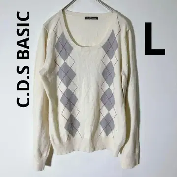 [ 새상품급 ] C.D.S BASIC L 사이즈 긴팔 니트 화이트 계열