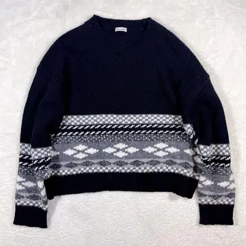 스티븐 앨런 페어아일 패턴 니트 블랙 풀오버 블랙