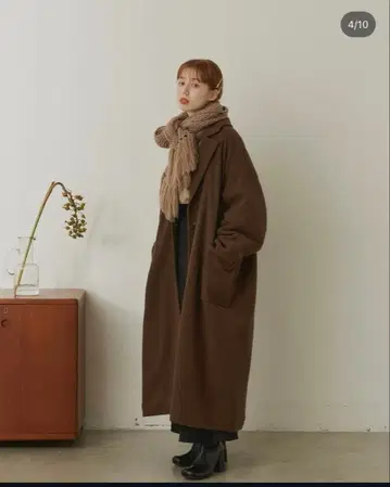 [ 새상품 ] hinari 오버 사이즈 롱 코트 체크 S