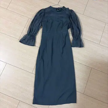 시어 타이트 원피스 M 블루 그레이 경사용 드레스 결혼식 드레스