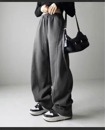 커브 인사이드 턱 와이드 스웨트 팬츠 속기모 me me select