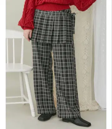 [ 새상품급/구제 의류 ] merry jenny 체크 플리츠 치마바지