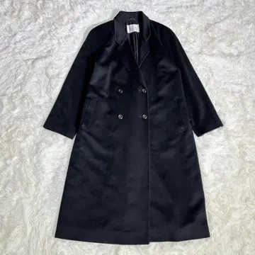 고급 캐시미어 100% 롱 코트 더블 블랙 M