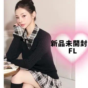 미개봉 새상품 randy 커비 니트 체크 도킹 원피스 미니 원피스