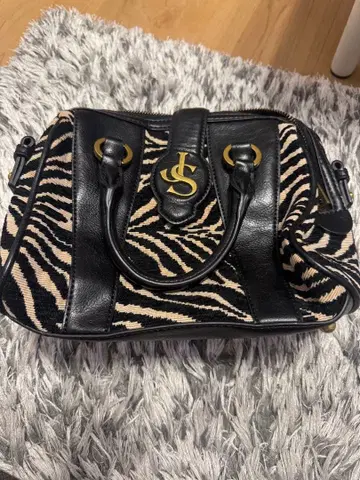 제브라 패턴 핸드백 캔버스 가죽