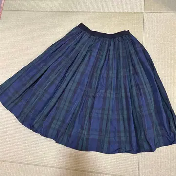 고베 야마노테 스커트 네이비 블루 x 블랙 x 그린 타탄 체크