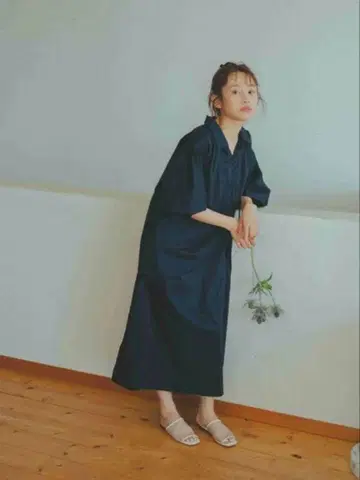 COHINA 타카하시 아이 콜라보 벌룬 슬리브 셔츠 원피스 regular