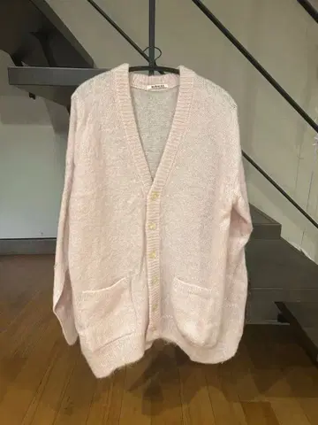 오라리 AURALEE 키드 모헤어 롱 가디건 사이즈 0 핑크