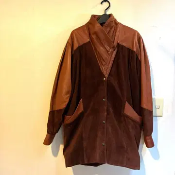 브라운 가죽 롱 자켓