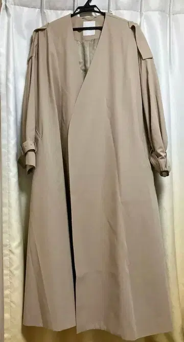 [ 새상품급 ] ebure 에부르 베이지 노카라 트렌치코트 롱 코트