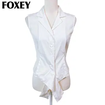 [ 새상품급 ] 폭시 슬리브리스 셔츠 블라우스 38 무지 화이트