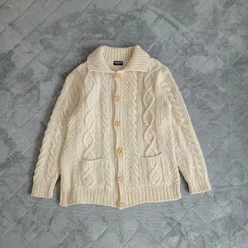 90S 올드 유니클로 케이블 니트 가디건 육후 카우친 M