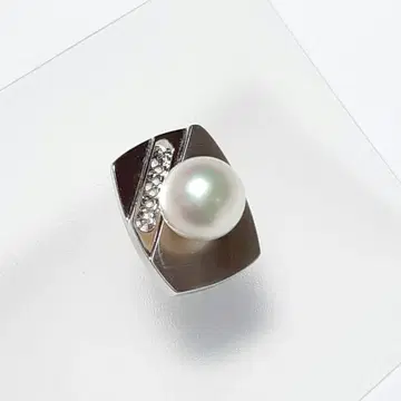 브로치 라펠핀 진주 펄 SILVER 은제 스퀘어 L9