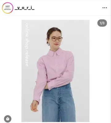 yori 미니 프릴 스트라이프 셔츠 (핑크 38)