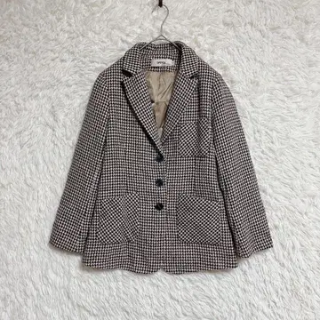 하운드투스 패턴 테일러드 자켓 (S) 블레이저 엘보우 패치 숏코트