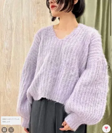 KBF 멜란지 기모 니트 풀오버 퍼플