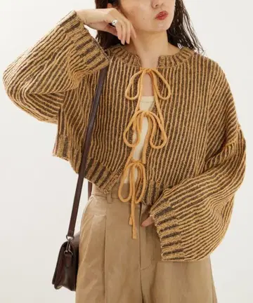 프릭스스토어 스트라이프 플레이팅 2way 니트 볼레로