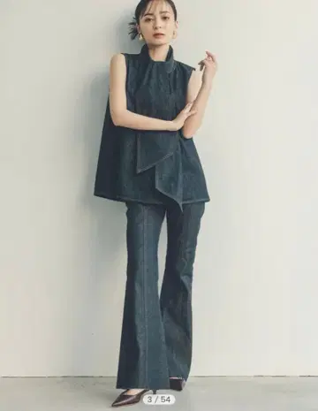 아뉴앙스 anuans 센터 심 세미 플레어 데님