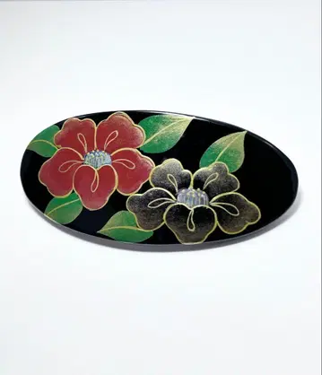 머리핀 블랙 컬러 동백 류큐 칠기