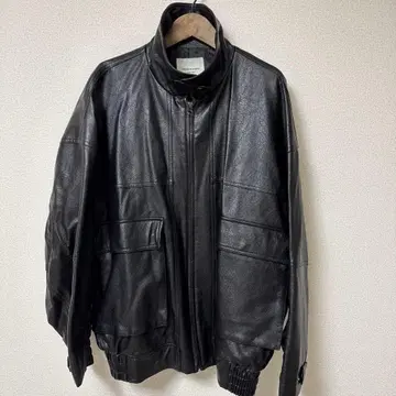 블랙 페이크 가죽 자켓 스탠드 카라