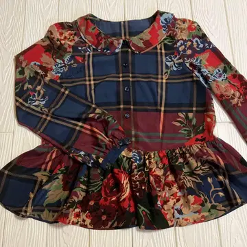 Lois Crayon 꽃무늬 체크 셔츠