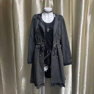 axes femme 후드 부착 코트 레이스업 페어리 그런지