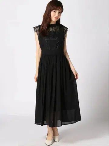 [ 새상품 ] Andemiu 레이스 절개 쉬폰 원피스 S