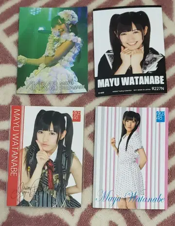AKB48 와타나베 마유 사인 린넨 트레이딩 카드 3장 세트