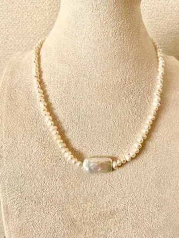 담수 진주 스퀘어형 목걸이