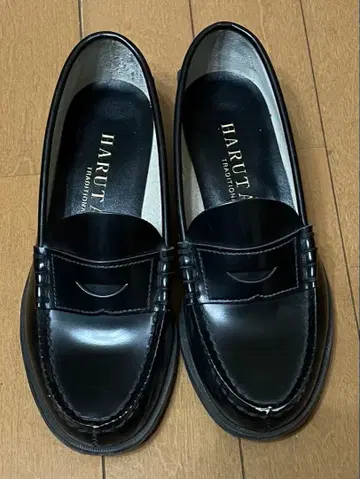 천연 가죽 22cm HARUTA 블랙 가죽 로퍼 3048