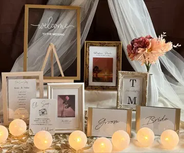 웰컴 스페이스 골드 계열 라이트 포함 웨딩 결혼식