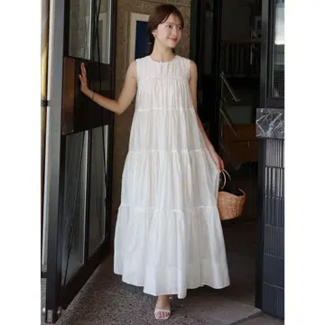 anuans 텐셀 리치 오간자 티어드 원피스