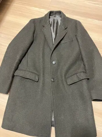 유나이티드 애로우즈 다크 그린 체스터 코트 울 혼방