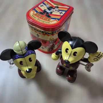 양철 미키마우스 피규어 2개 세트 레트로 틴 케이스 포함