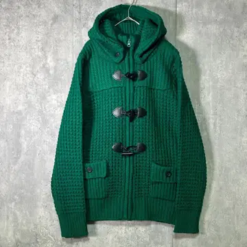 새상품급 케이블 니트 더플 후드티 토글 후드 탈부착 가능 그린