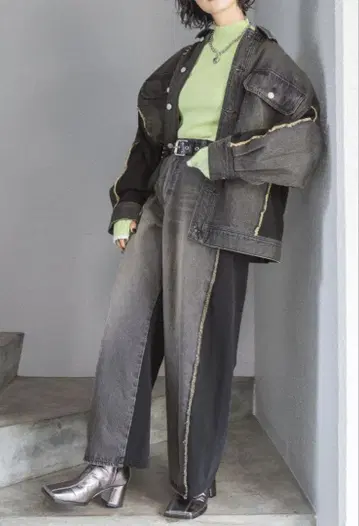 PAGEBOY 도킹 데님 블루종 팬츠 셋업 블랙