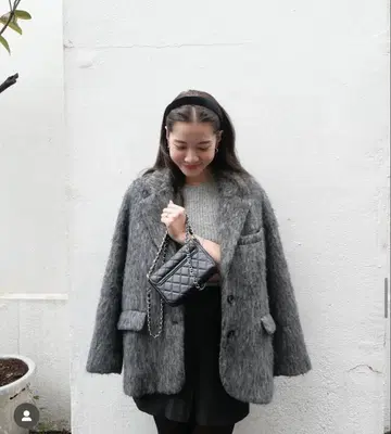 BASEMENT 모헤어 샤기 자켓 코트